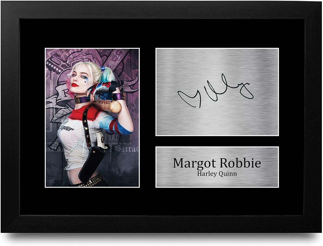 HWC Trading A4 FR Margot Robbie Suicide Squad Harley Quinn Presents Printed Signed Autograph Picture for Movie Memorabilia Fans - A4 Framed