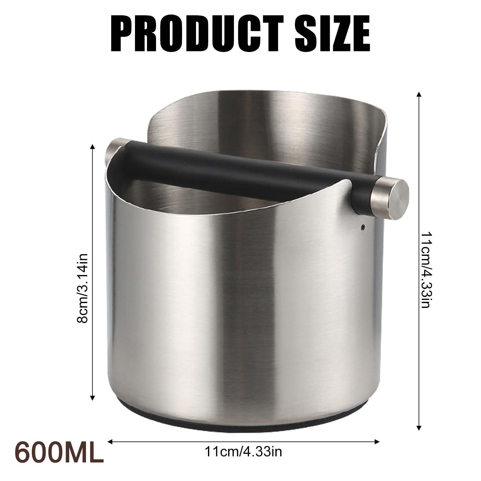 Recipiente para portafiltros, 600 ml de acero inoxidable, bandeja para eliminar fácilmente el café mojado para cafetera expreso (plata)