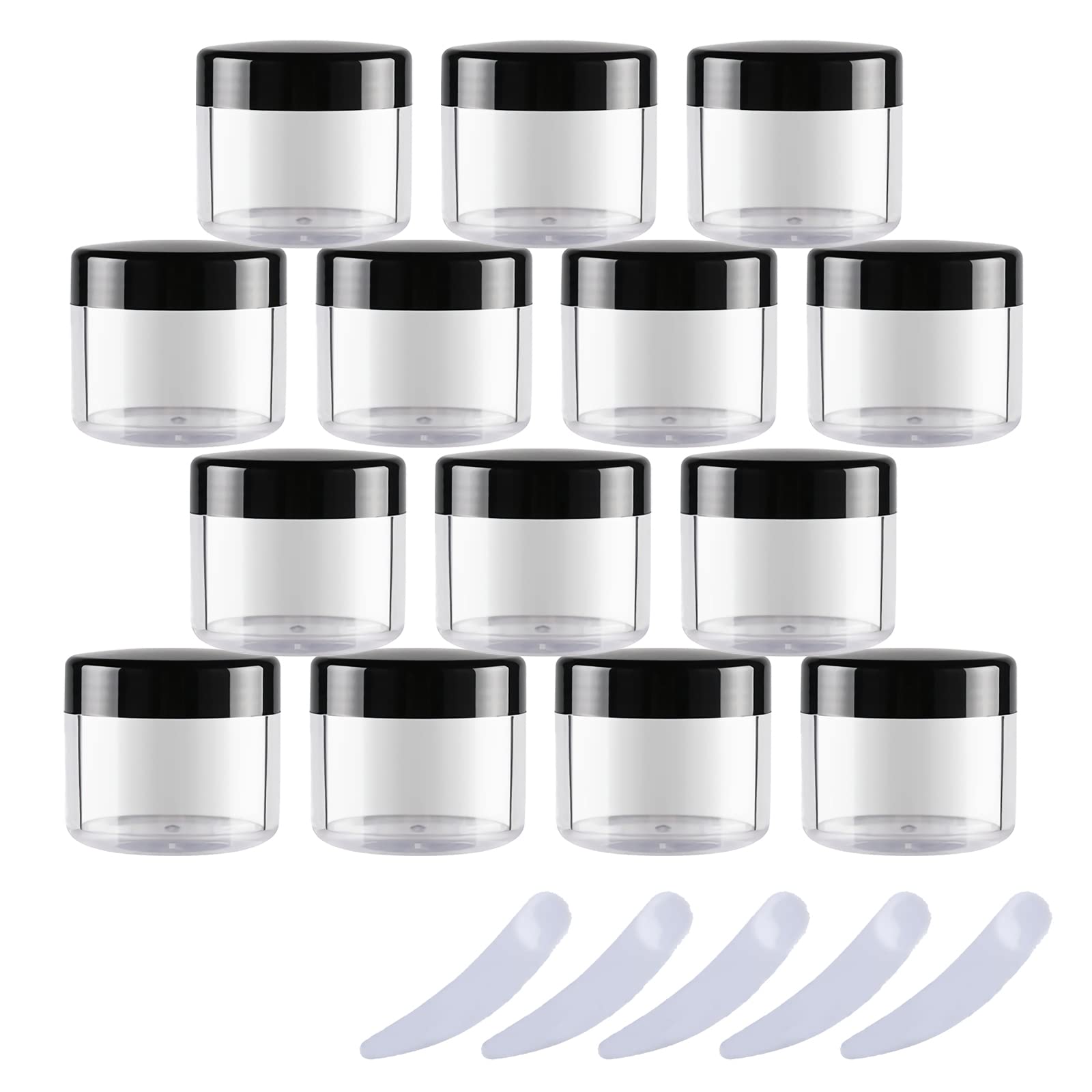 60 Pezzi 20ml Trasparente Plastica Crema Barattoli Vasetto con coperchio Nero per Stoccaggio di Viaggi, Pillole, Maschera,Crema per gli occhi,Balsamo Labbra Campione