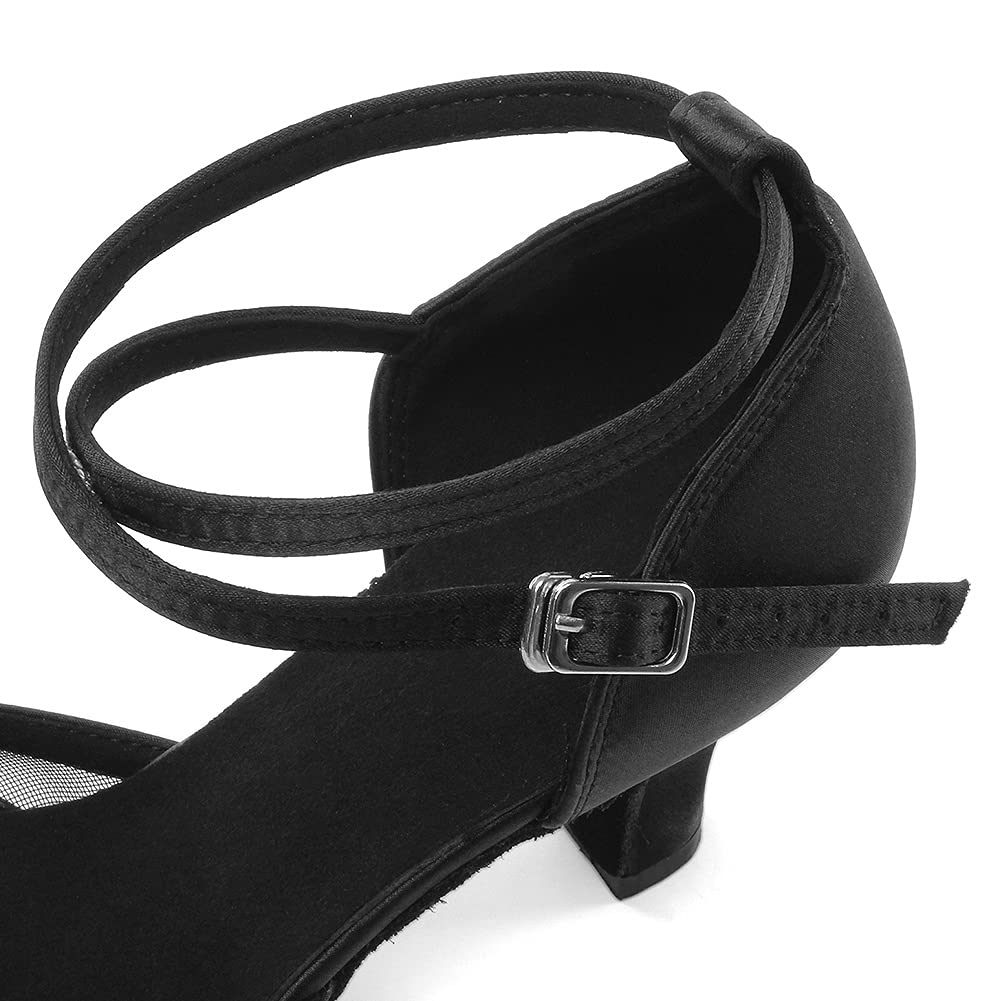 Chaussures de Danse Latine pour Femmes Chaussures de Danse Tango Valse Sociale Salsa en Mesh Satinee