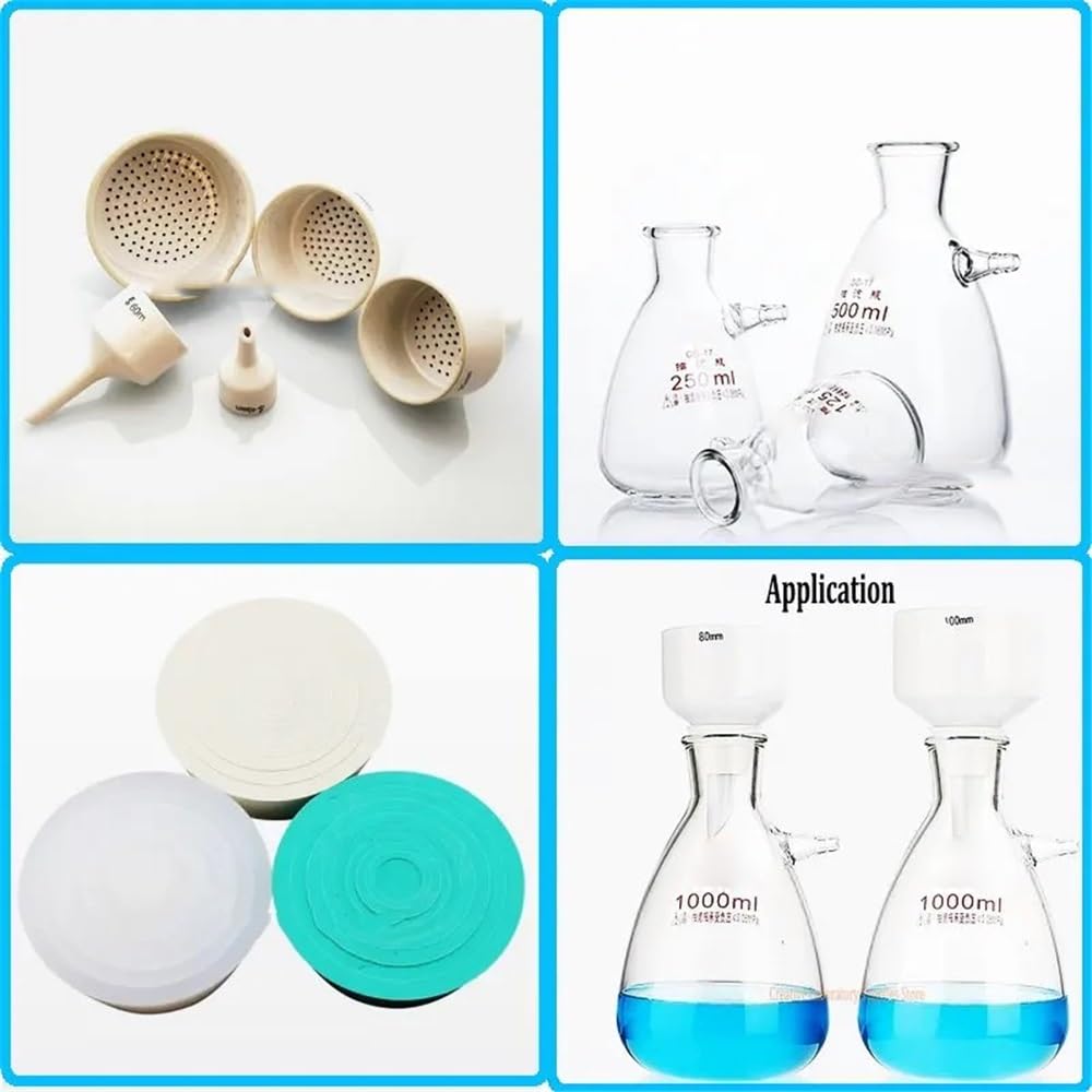 Verrerie et matériel de laboratoire 1 flacon d'aspiration de filtration sous vide en verre borosilicaté à haute teneur en entonnoir de 40 mm à 150 mm, 1 support d'entonnoir(White rubber holder)