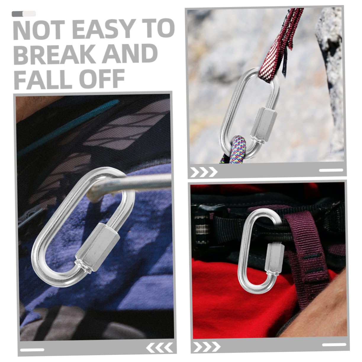 Angoily Outdoor Hanger Carabiner Rings 6pcs Climbing Safety Hanging Buckles Made of Stainless Steel for Use