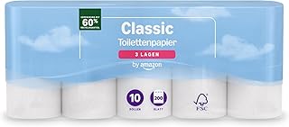 by Amazon Classic Toilettenpapier, 3-lagig, 10 Rollen (10 Rollen, 1er-Pack), 200 Blatt pro Rolle, FSC-zertifiziert