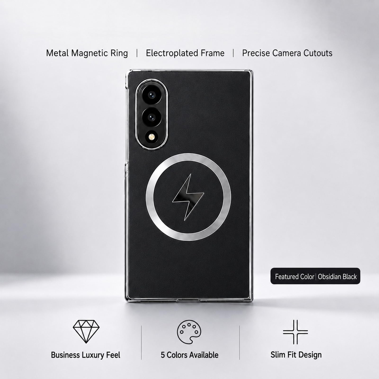 Magnetica Custodia per Samsung Galaxy Z Fold 8, Sottile e Leggera,Nero,Fold 8