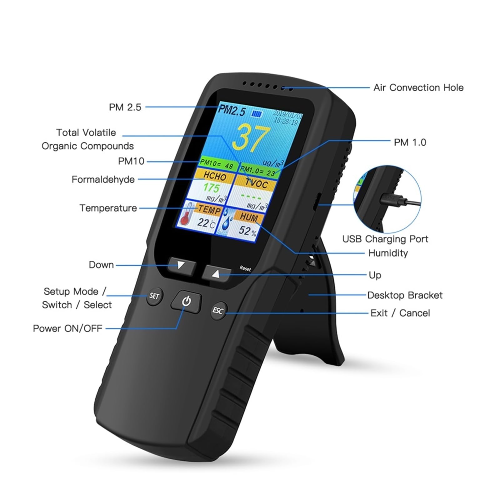 空気品質測定器 Amazon | Karubi 大気汚染測定器 空気測定器 aqi測定器 マルチテスター