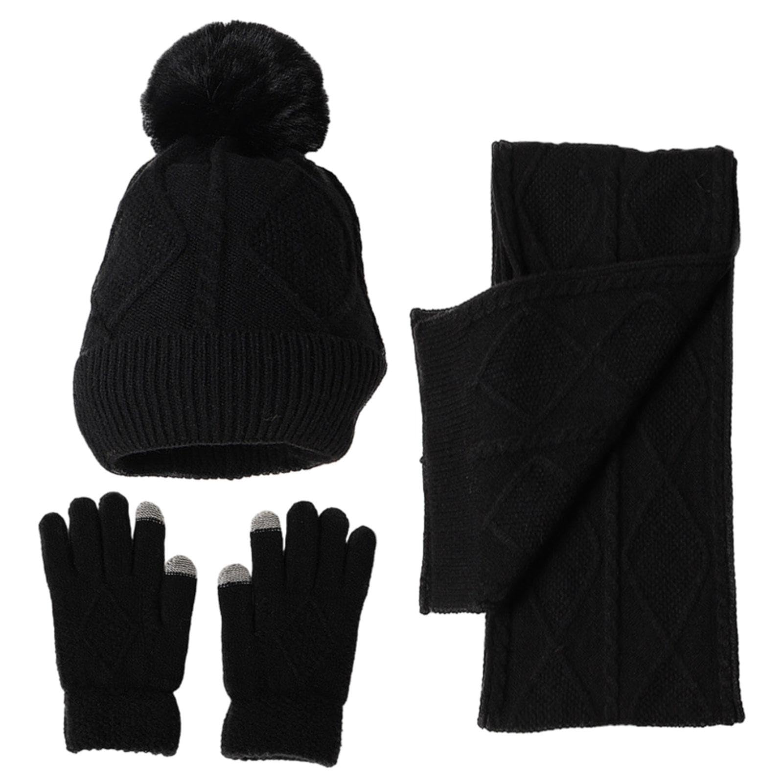 myaddiction Winter Hat Scarf Gloves Adults Long Scarf For Running Outdoor Sports Holiday Black-picture-28