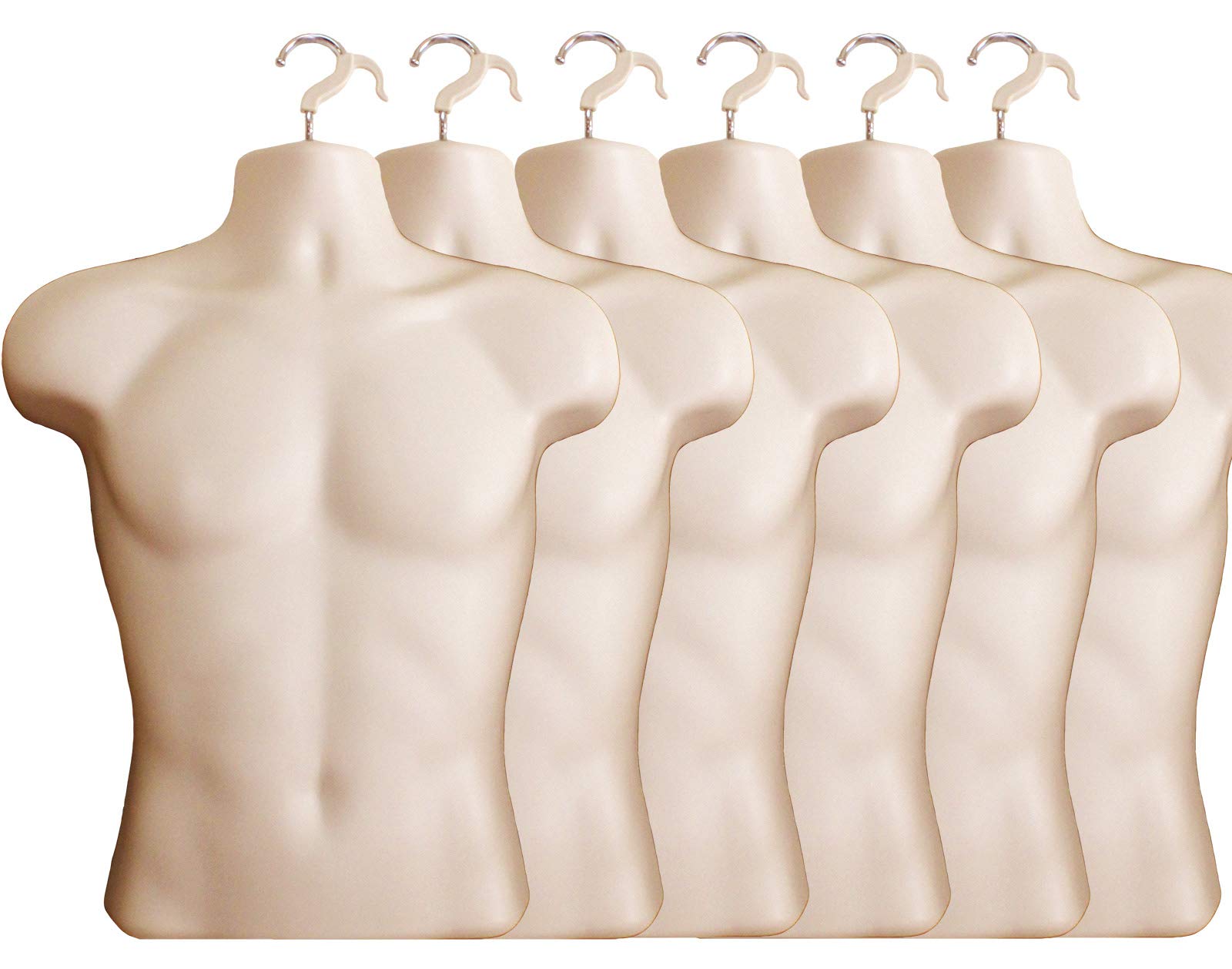 DisplayTown Male Mannequin Torso Hollow Back Body Stackable Dress Form with Hanging Hooks for Tshirt Display, Countertop, Craft Shows, Photos and