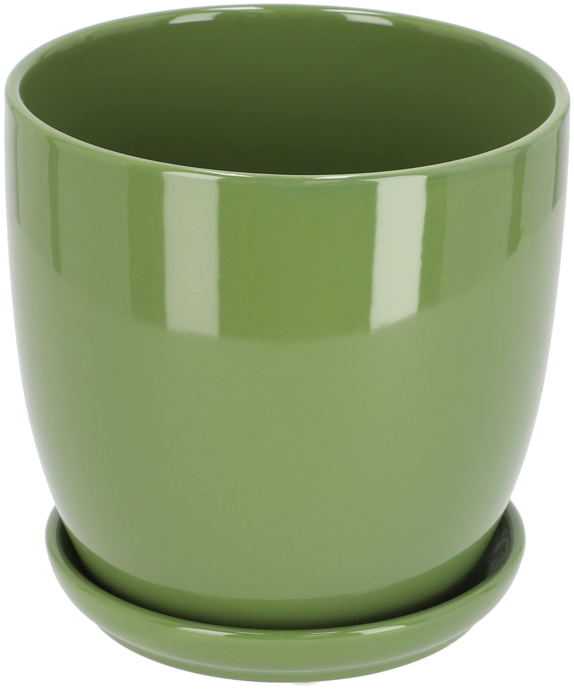 KOTARBAU® Pot de Fleurs en céramique avec bac d'égouttement Vert 15 cm