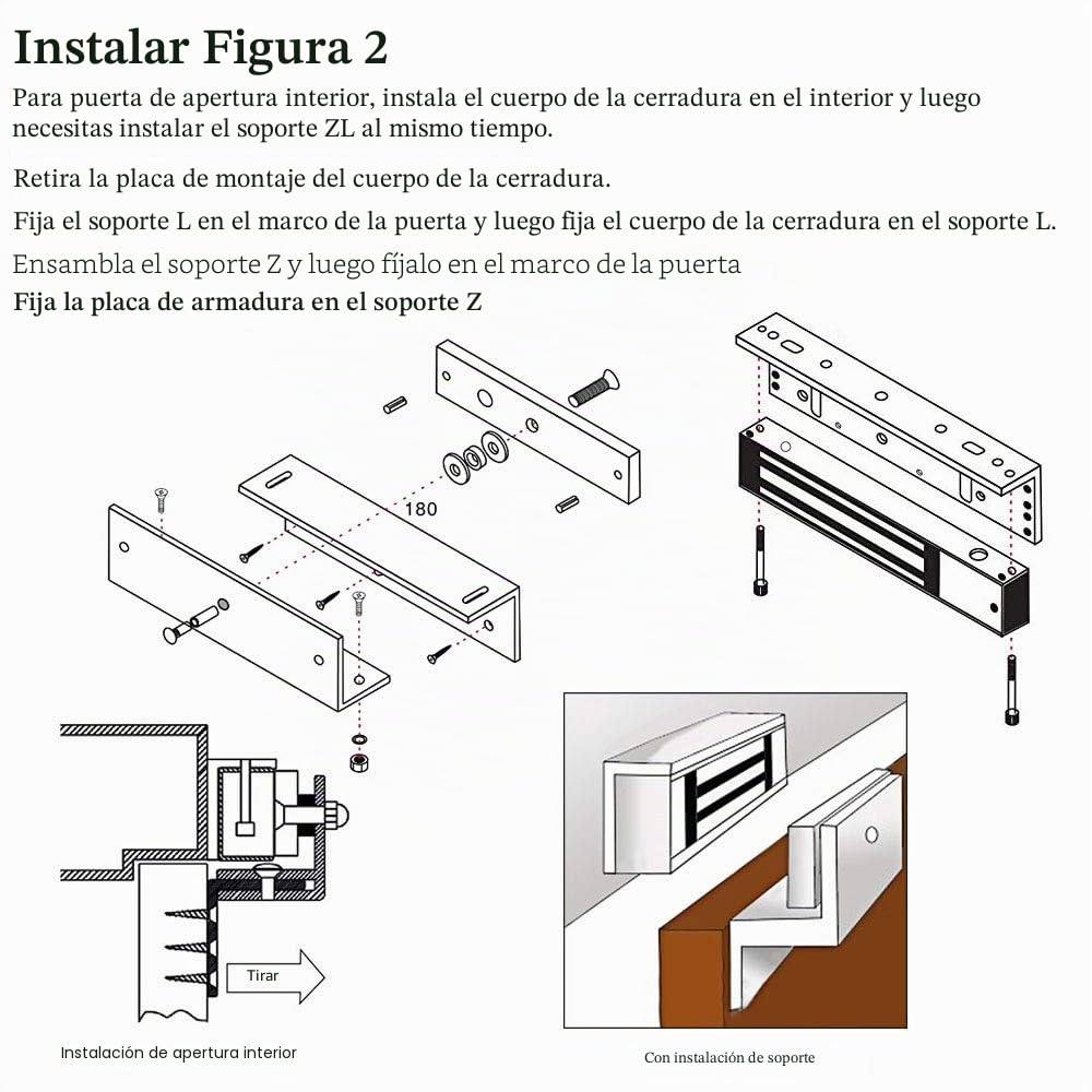 Cerradura magnética electromagnética de una Sola Puerta 180 kg (350 LB) con Soporte ZL DC12V Retención de Cerradura eléctrica NC a Prueba de fallas para Sistemas de Control de Acceso