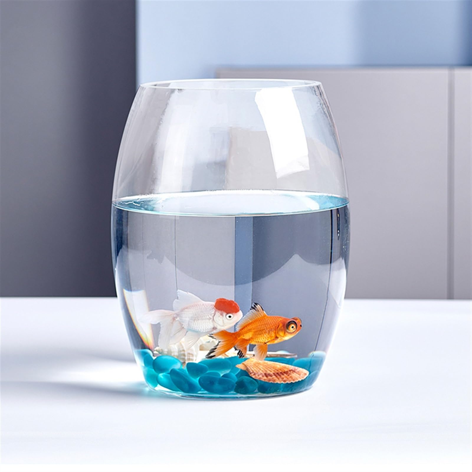 Acquario Acquario Piccolo acquario trasparente addensato Acquario for tartarughe in vetro Serbatoio ovale Serbatoio da tavolo for ufficio domestico Multiuso Acquario per pesci rossi (Size : XL)