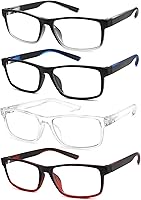 ACAVEFOX 4 Pack Men's Reading Glasses 1.0 Blue Light Blocking UV Protection Spring Hinge Anti-Glare Readers