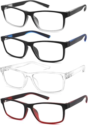 Gafas de lectura con bloqueo de luz azul para hombre, para lectura de computadora, paquete de 4 lupas para protección de lectura Gafas de lectura con bloqueo de luz azul para hombre, para lectura de computadora, paquete de 4 lupas para protección de lectura