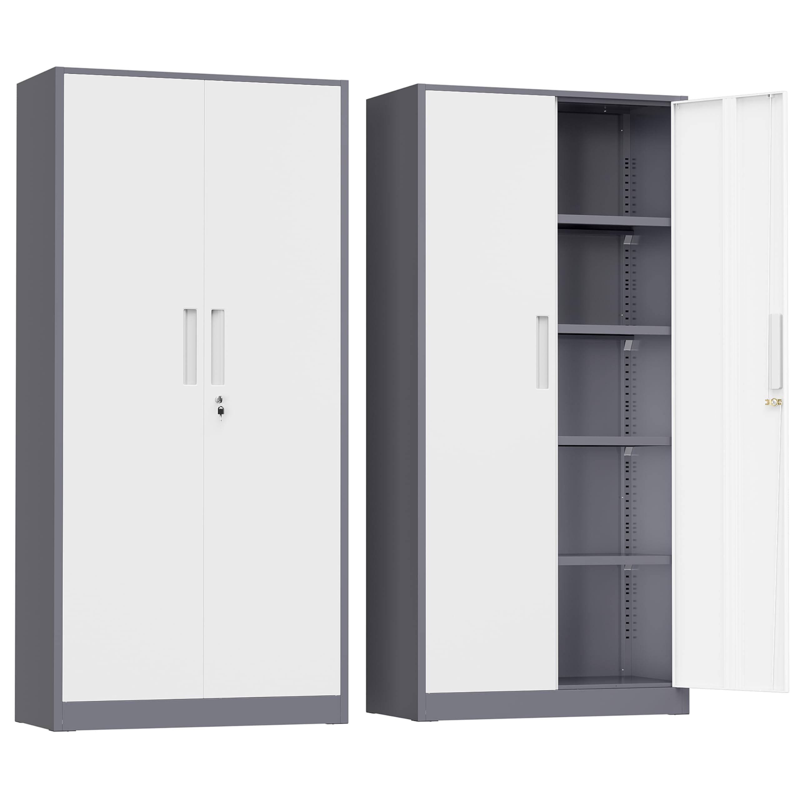 Greenvelly Metal Garage Storage Cabinet, 72" Steel Locking Storage Cabinet with 2 Doors and 4 Adjustable Shelves, Metal Tool Cabinets, Lockable File