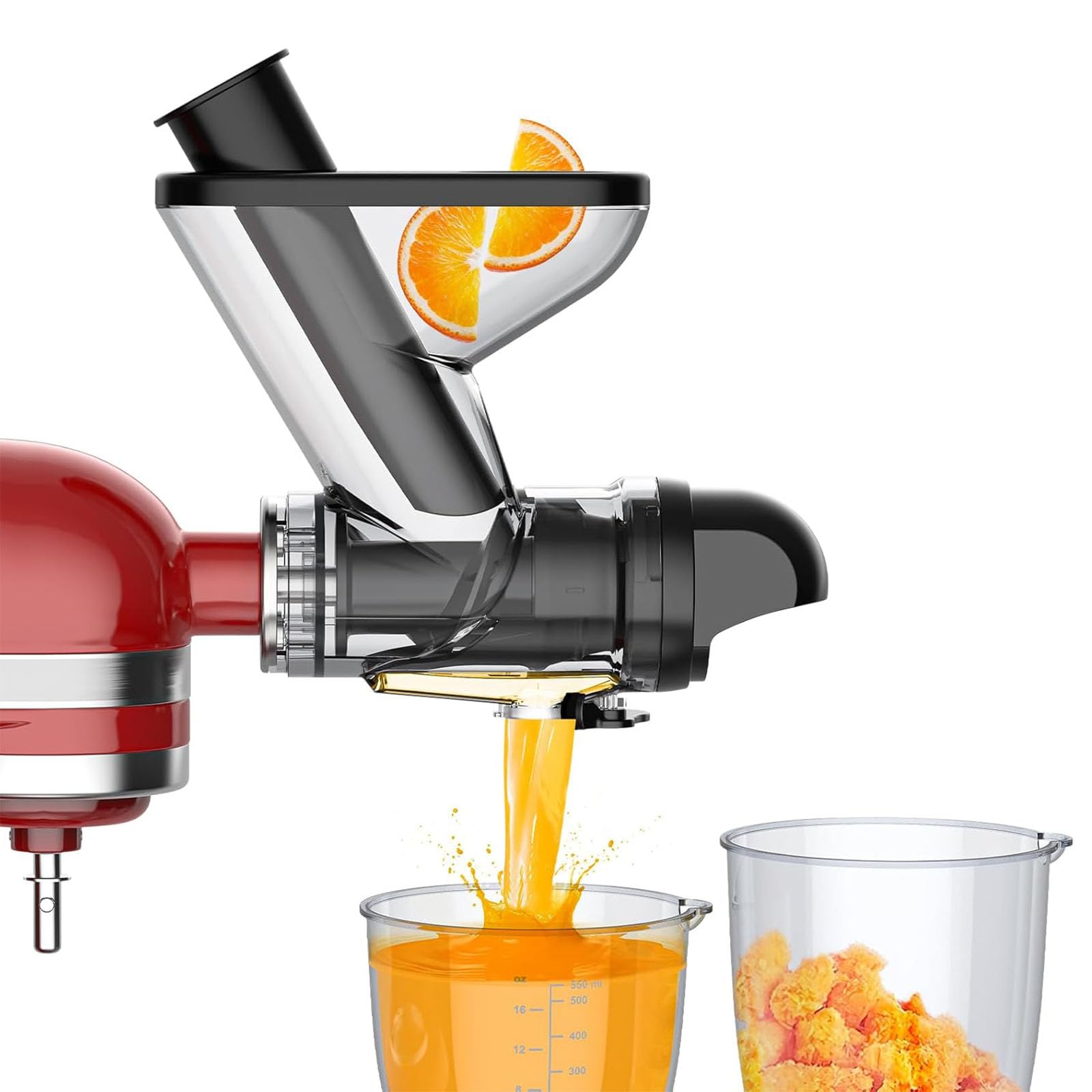 Slow Masticating Juicer Attachment with Double Feed Chutes and Pusher Slow Juicing Parts for Fruits & Vegetables with Double Feed Chutes and Pusher
