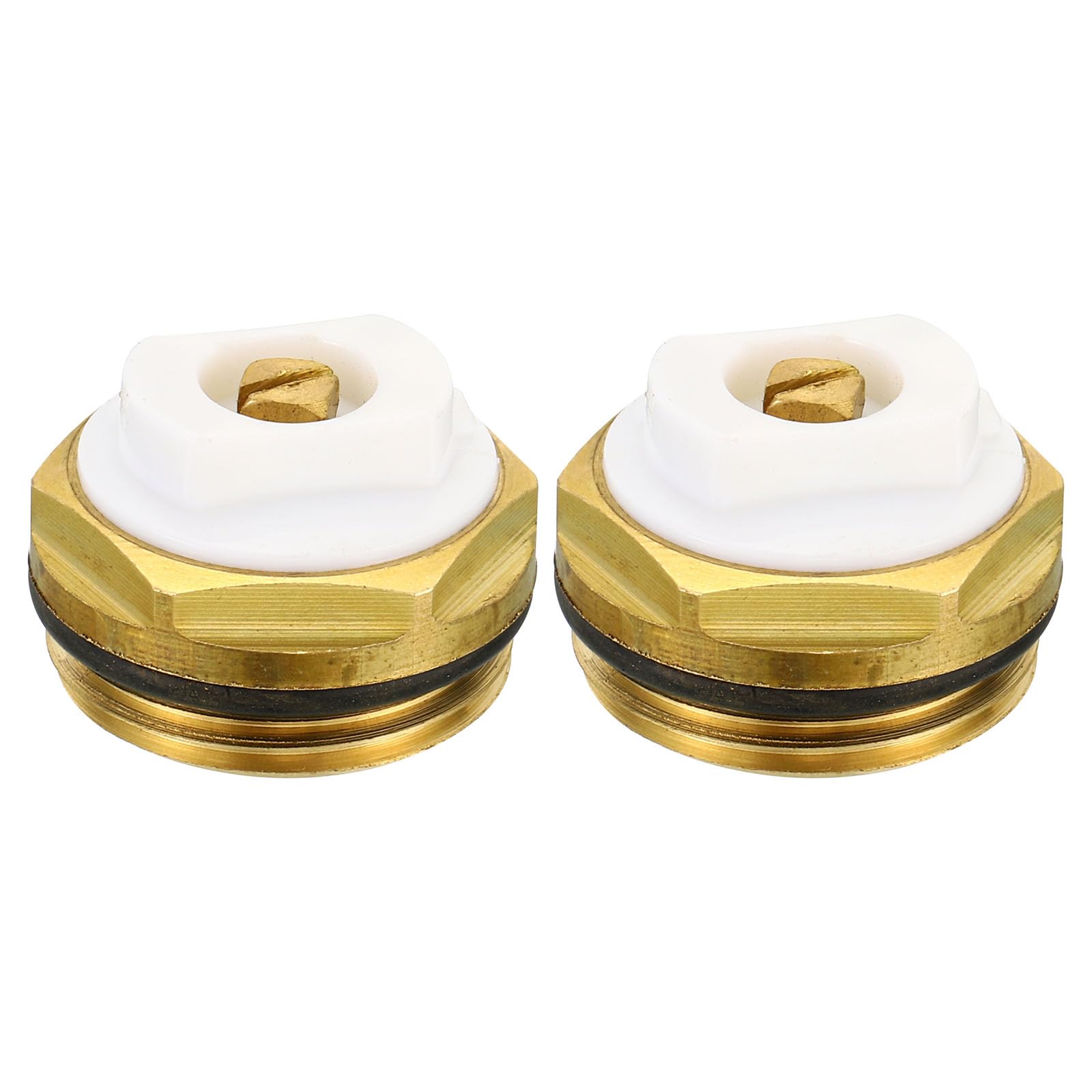 PATIKIL 3/4" BSP Male Thread Manual Radiator Air Vent Plug Valves, 2 Pack Brass Plug for Radiator Heater Gold White