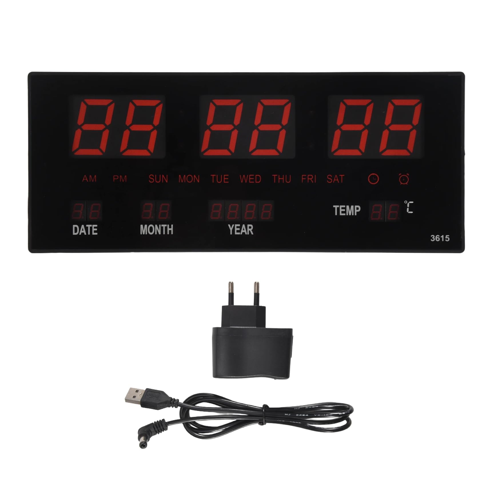 LED Calendario Perpetuo Orologio Elettronico Orologio da Parete Digitale Sveglia Orologio Orario con Suoneria Temperatura Orologi da Tavolo Home Office Rosso