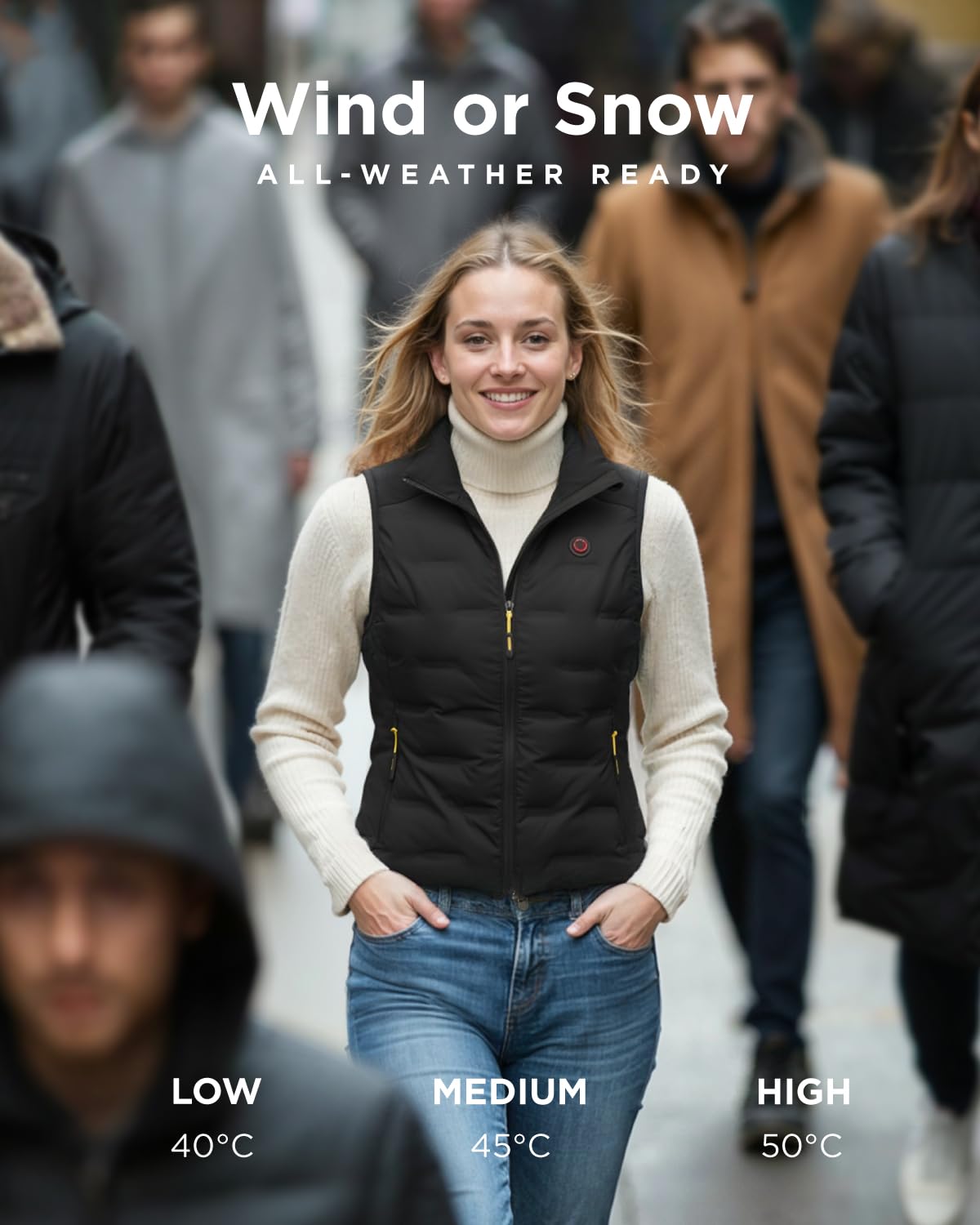InoKraft Gilet riscaldato da donna, leggero, trapuntato, riscaldato, con batteria ricaricabile da 8000 mAh e cavo di ricarica USB-C per ciclismo, corsa, escursionismo
