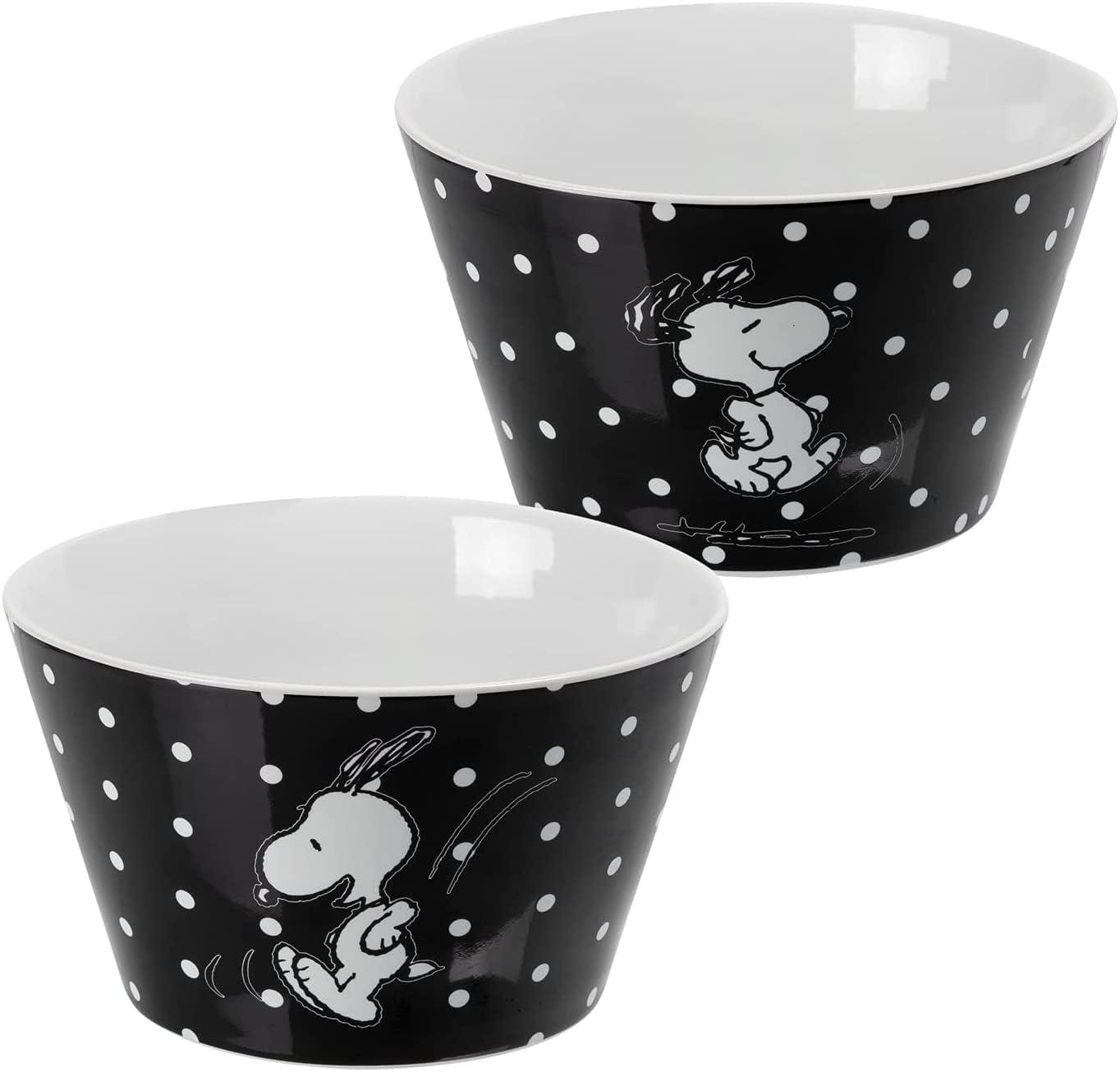 United Labels The Peanuts Ciotola per cereali – Snoopy Ciotola nera con pois in porcellana 500 ml
