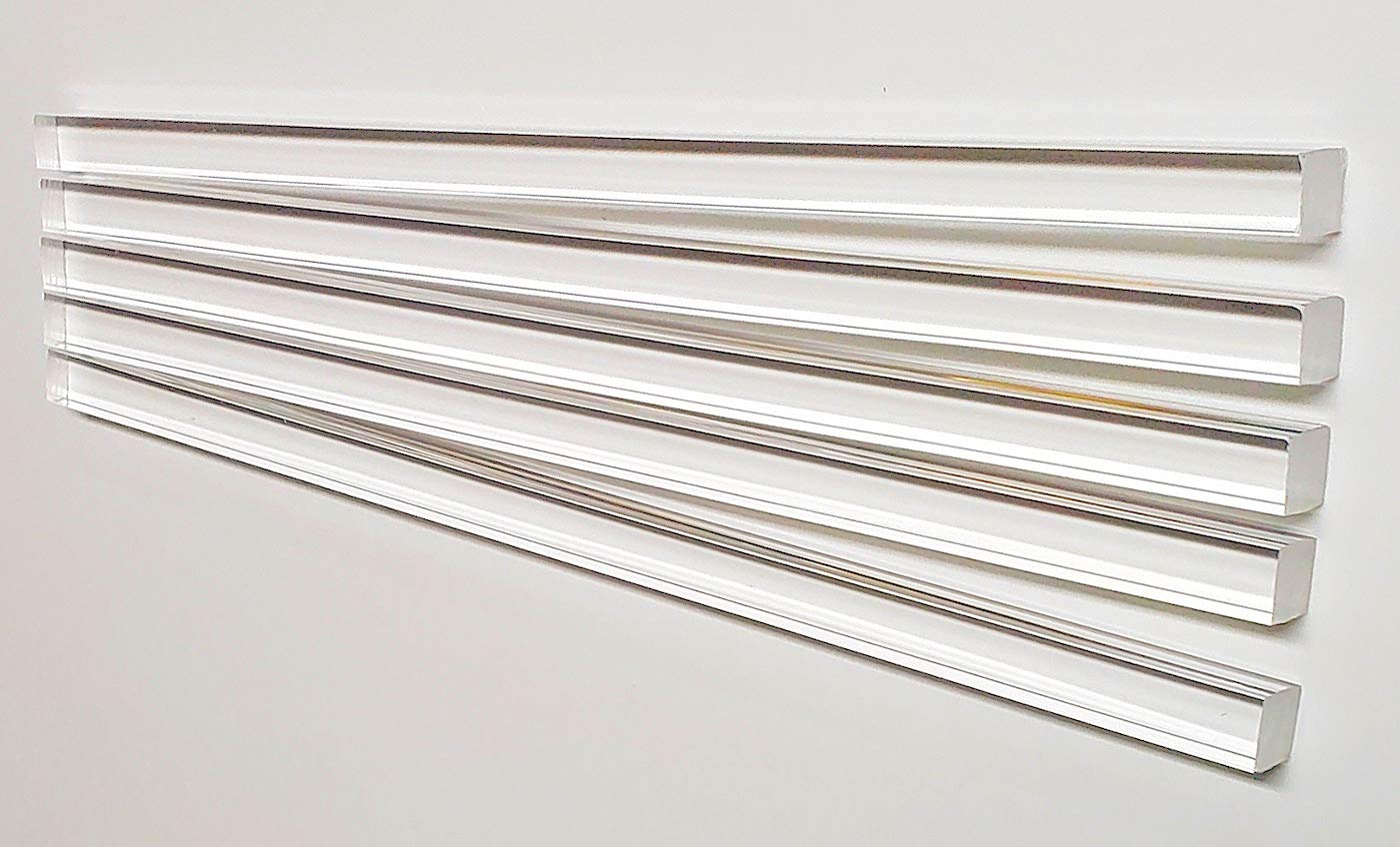 5 Pcs 1/2” x 1/2" x 12” Long Square Clear Acrylic Plexiglass Plastic Rod - .50" - 12.7mm x 12.7mm x 304.8mm