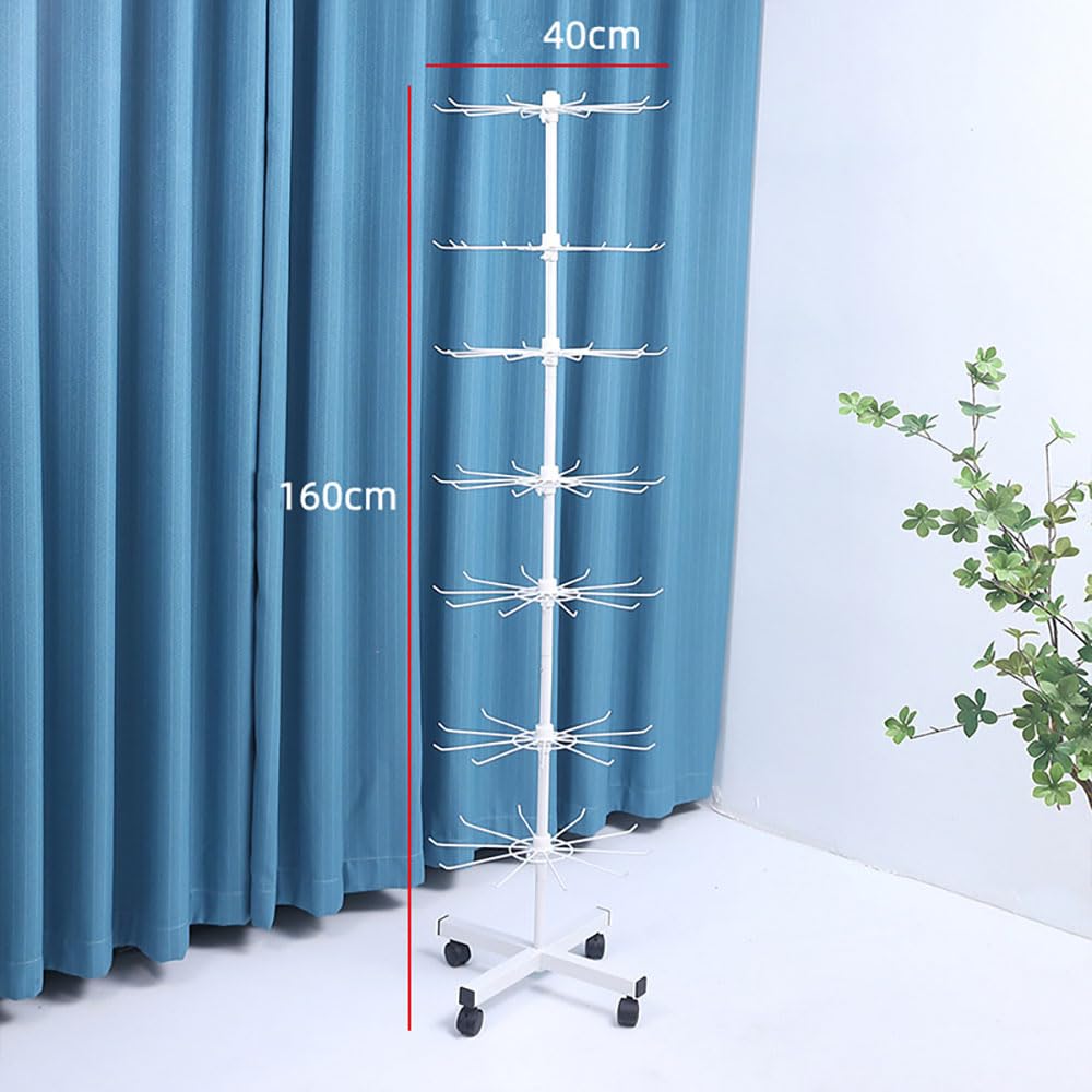 NEWFUN Stojak obrotowy, 7-poziomowy stojak sprzedażowy, obrotowy, z 70 hakami z metalu, 160 cm, czarny, na biżuterię, skarpety, kapelusze, imprezy handlowe