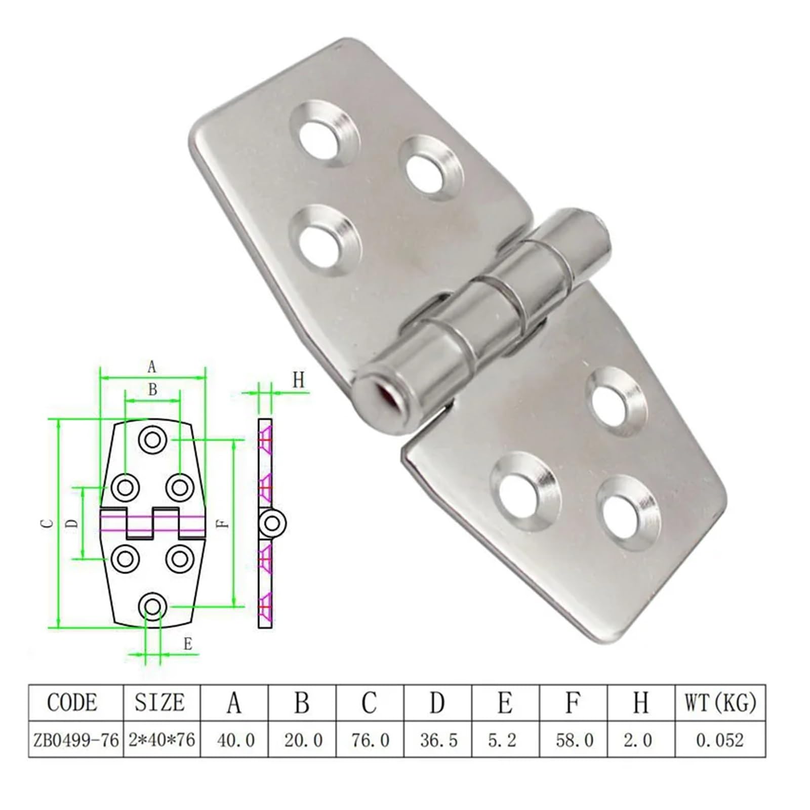 Cerniere per mobili sovrapposte Cerniere per porte 2 cerniere for porte in acciaio inossidabile for barche, for accessori marittimi