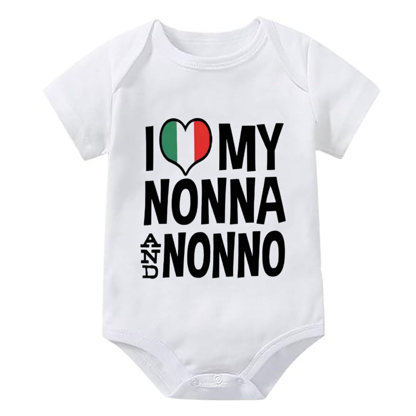 WOOYONGING I Love My Nonna And Nonno Romper for Baby Short Sleeve Coming Home from Hospital Outfit Girl White Baby Girl White Romper