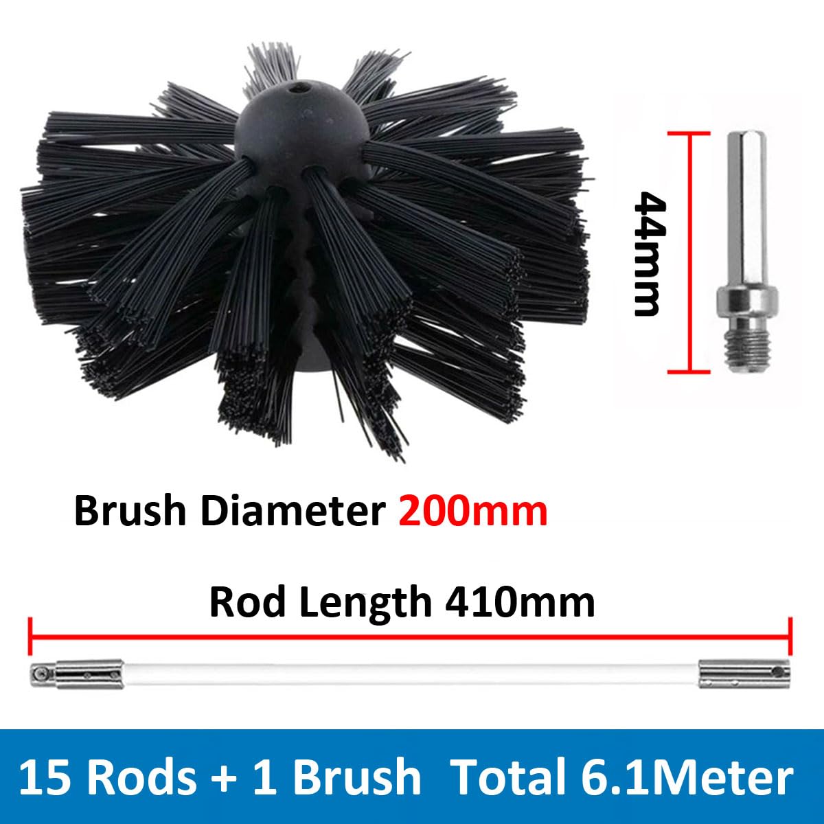 MOCNT Chimney Cleaning Brush Kit Nylon Rotary Duct Vent Cleaning Set Flexible Chimney Sweep Kit Soot Cleaning Rods for Fireplace Dryer Vent 15 Flexible Rods 1 Brush Head 200mm - Image 2