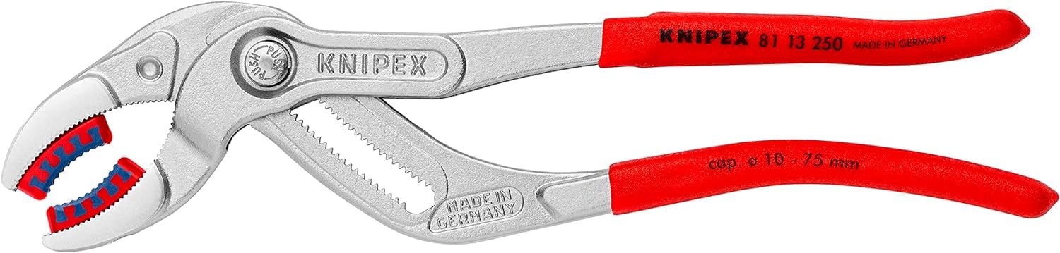 KNIPEX Tenaza para tuberías y racores cromado Mangos plasticos por inmersión antideslizantes 250 mm, 81 13 250
