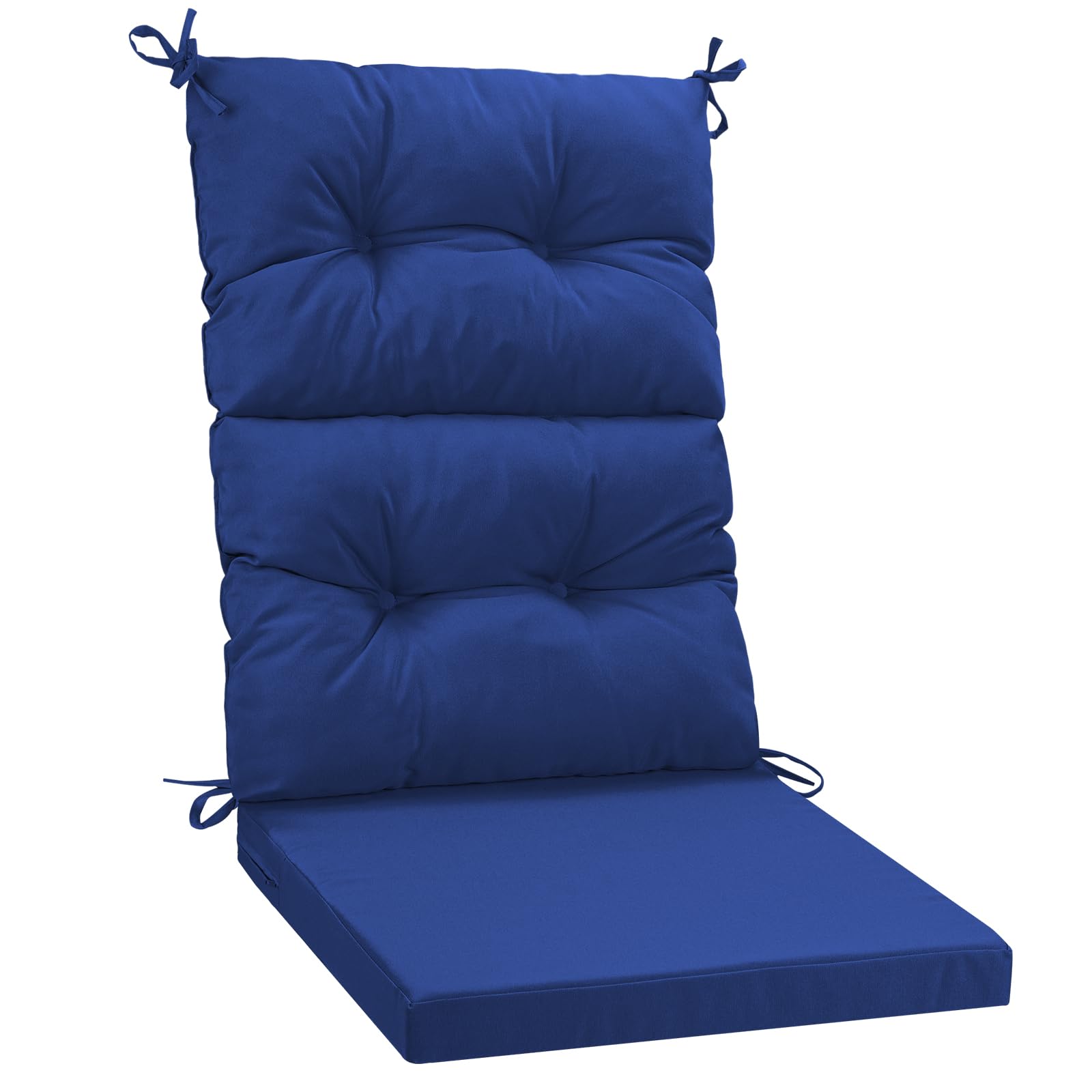 PRIMEPATIO Outdoor High Back Garden Chair Cushion 120x50cm, Waterproof Rattan Seat Pad with Tufted Backrest & Ties for Garden & Patio Furniture,Loungers, 120x50cm, Navy Blue