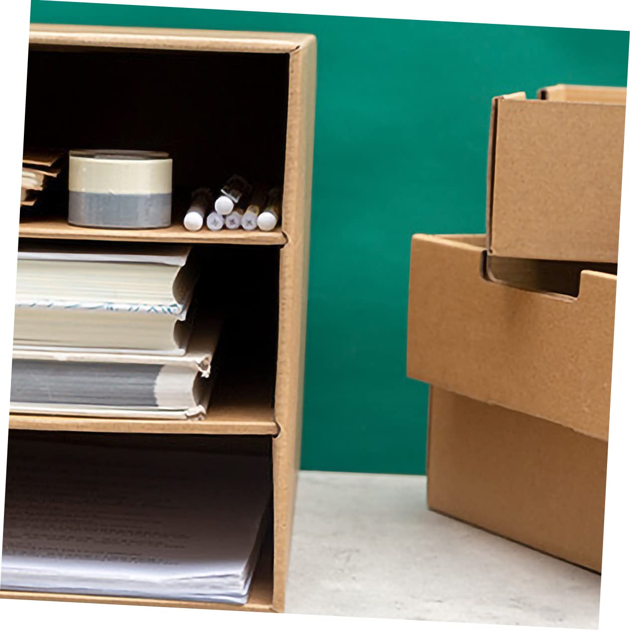 SHOWERORO Organizzatore Da Scrivania Cassetti in Cartone Resistente, Scatola Portadocumenti Multifunzione Per Ufficio e Casa, Portaoggetti Stratificato Per Archiviazione Ordinata