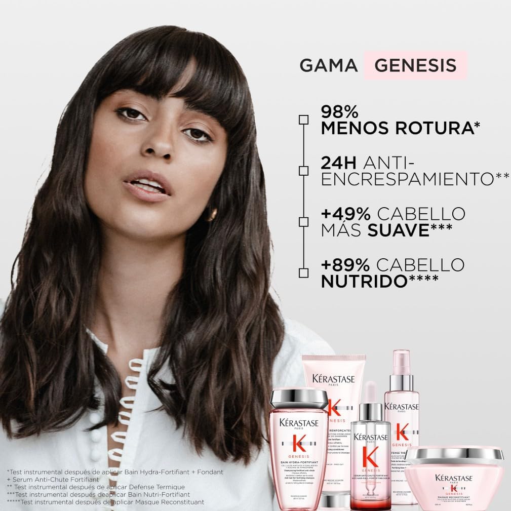 Kérastase Genesis, Rutina Anticaída y Fortificante con Champú Bain Hydra-Fortifiant 250 ml y Sérum Anti-Chute Fortifiant 90 ml, Para Pelo Fino o Frágil, Normal o Mixto