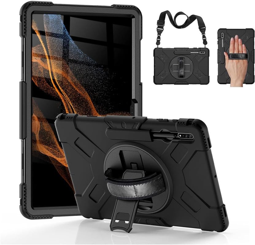 Image of Helix Hard Pro Full Cover Heavy Duty Dazzle with Kickstand Protective Back Cover for Samsung Galaxy Tab S10 Ultra - Black