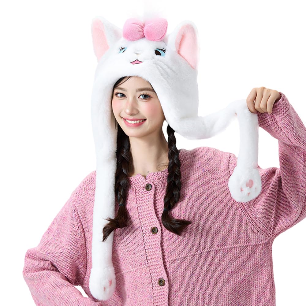 BSYLOO Adorable Winter Animal Plush Hat with Moving Ears - Funny-Crazy Earmuff Hat for Girls & Women