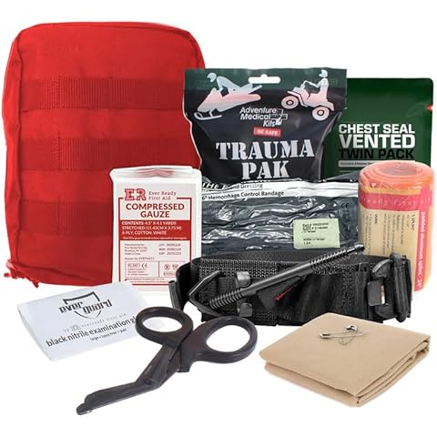 MediTac Premium IFAK Kit - Feat. Trauma Pak, SOF Tourniquet, Vented Chest Seal, Israeli Bandage - Red Cover