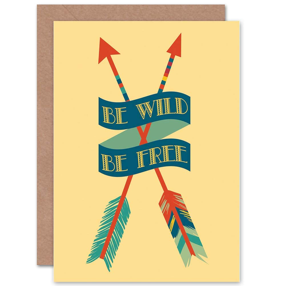 Wee Blue Coo Arrows Be Wild Free Birthday Art Gift Sealed Greeting Card Plus Envelope Blank inside