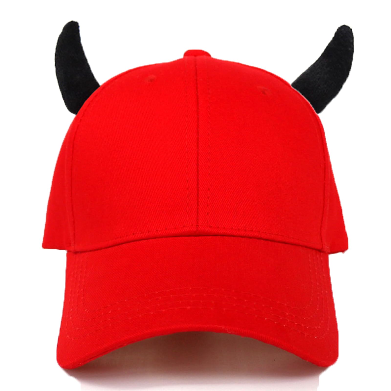 XGOPTS Devil Horn Baseball Cap Hat for Women Men Solid Color Snapback Cap Fancy Dress Cosplay Headwear Peaked Cap for Halloween Carnival Couple Games Party Music Festival Dress Up Hat (56-58cm) — image 1