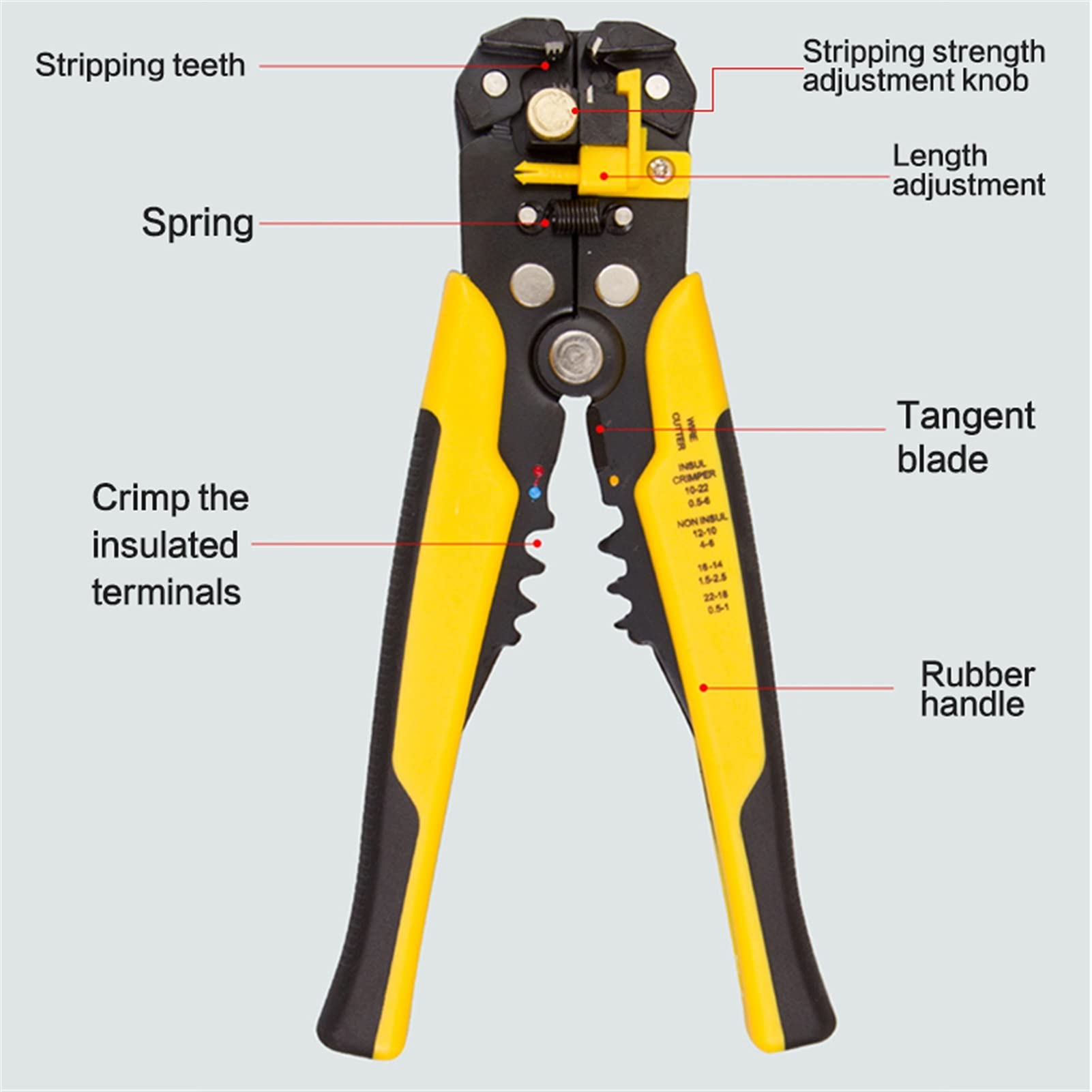 Terminal Multifonctionnel Automatique de la Pince à découper en Pince Terminal Multifonctionnel Automatique 0,2-6mm Outils de décapage(Giallo)