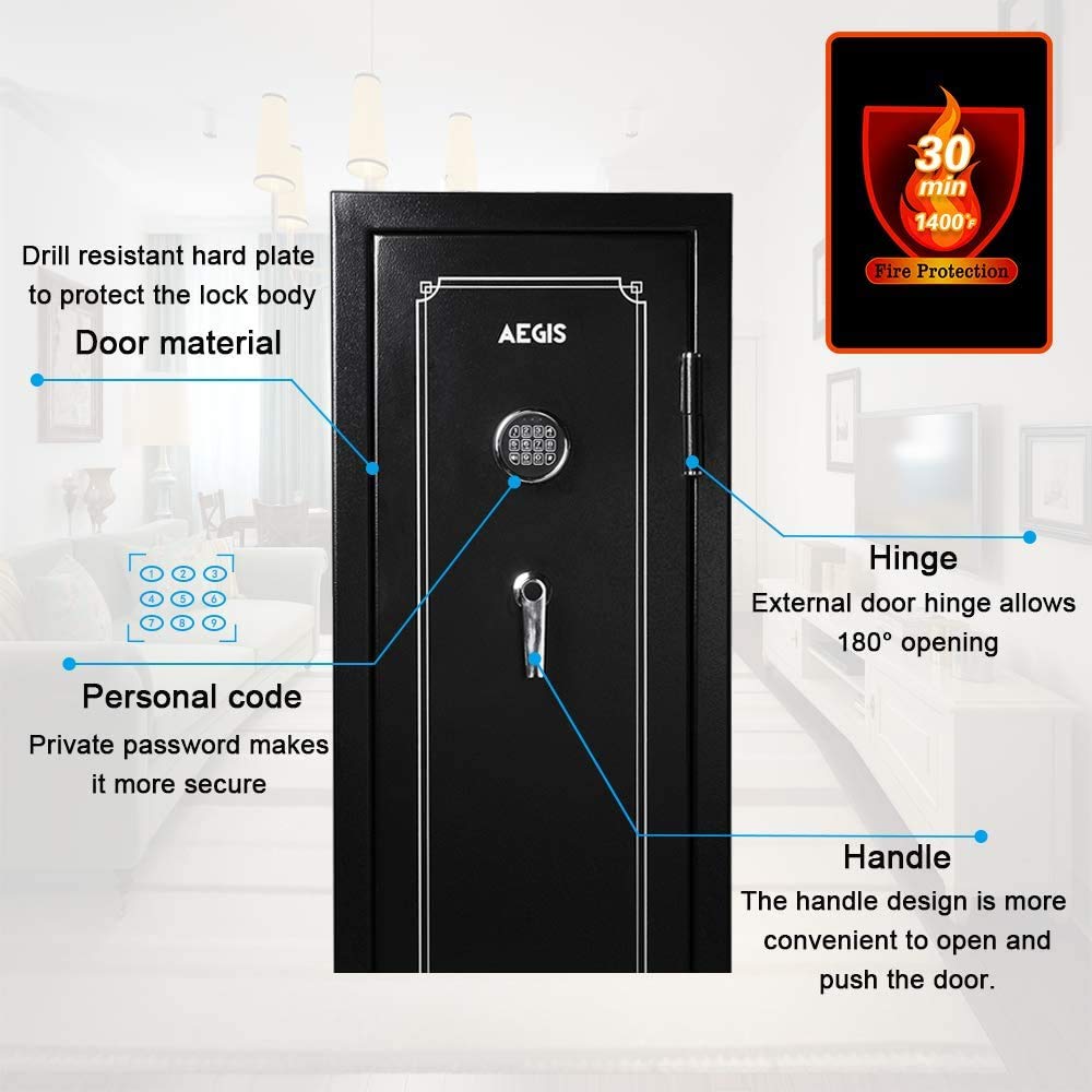 Aegis Fireproof Rifle Gun Safe Large 14Gun Shotgun Rifle Safe