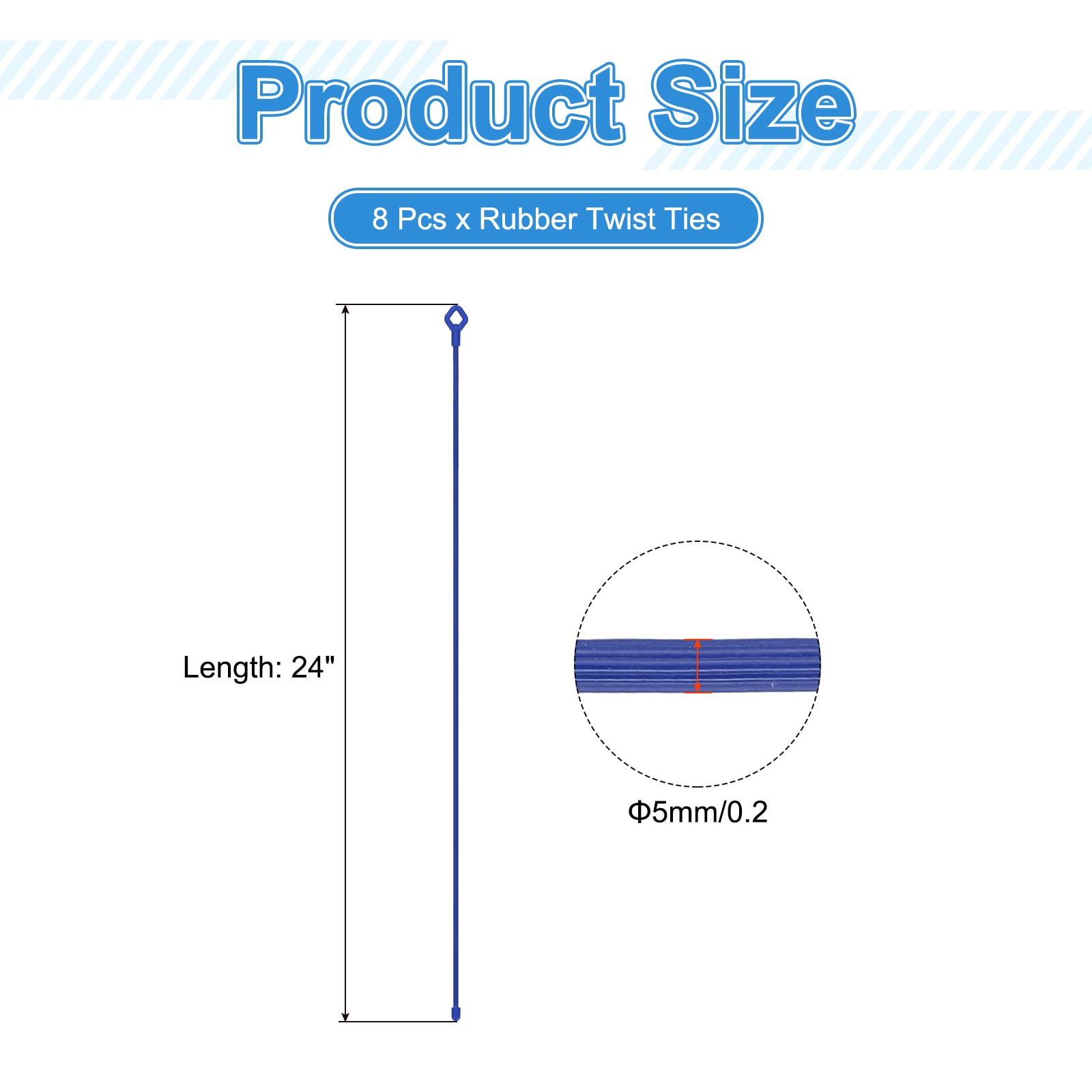 PATIKIL Rubber Twist Ties, 24 Inch Silicone Reusable Twist Ties Heavy Duty Bendable for Bundling Holding 8 Pcs, Blue - Image 2