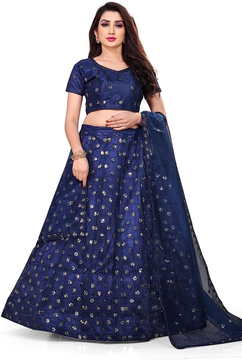 New Heavy Bridal Embroidery Work Lehenga Choli Set - Navy Blue