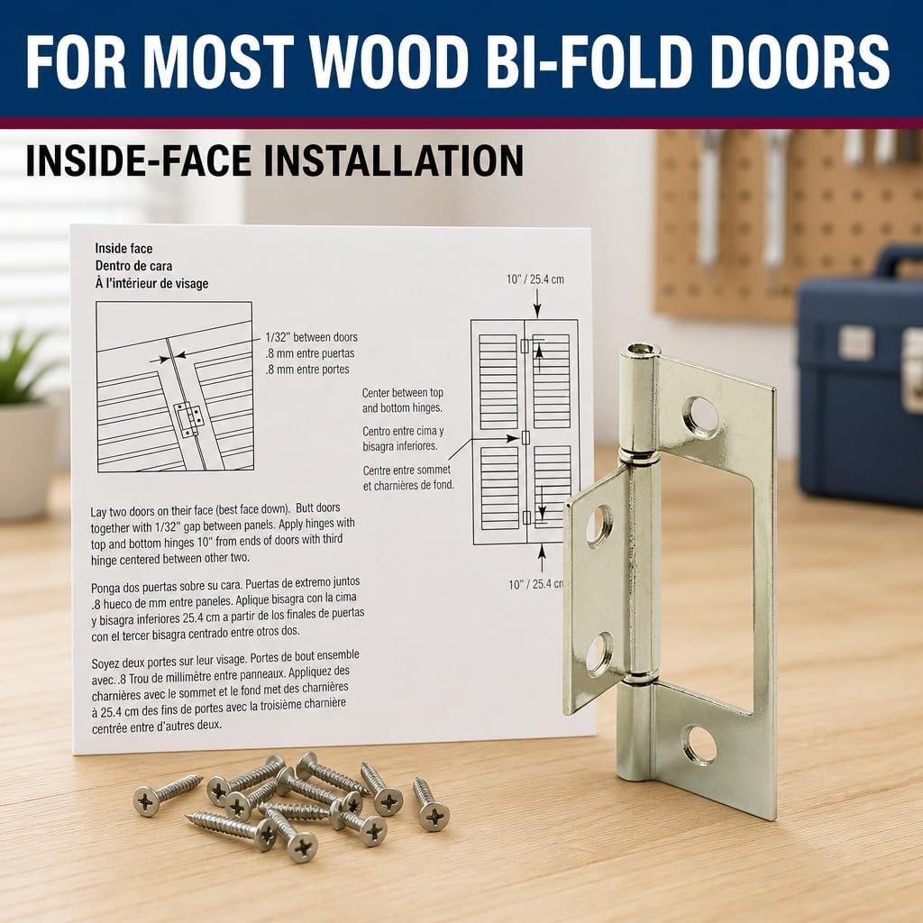 Prime-Line N 7273 Bi-fold Door Hinge Nickel Plated 2 Count (Pack of 1) image 2