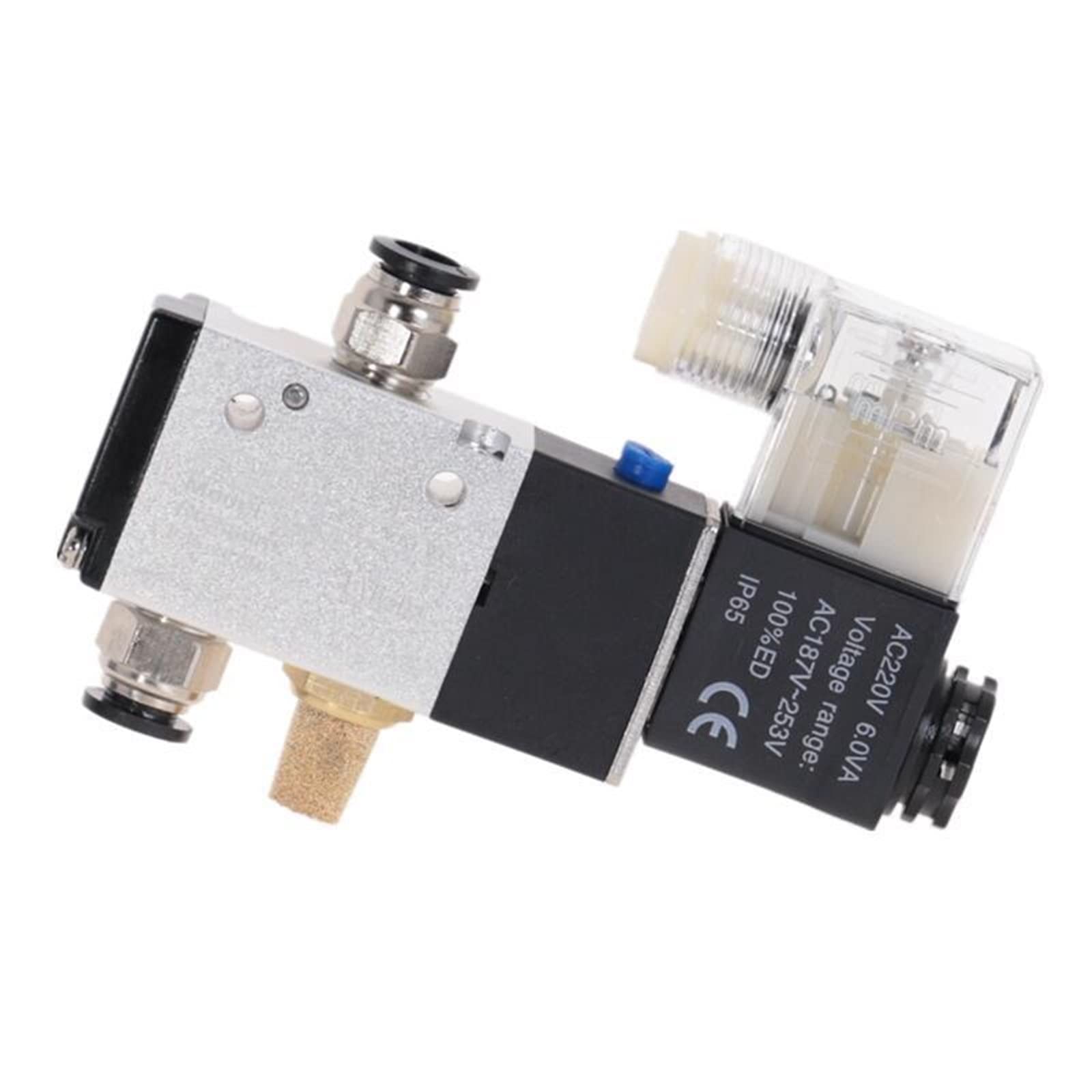 Válvula Solenoide neumática de 3 vías, 2 Posiciones, Control direccional Aire 3V210-08 DC12V DC24V AC110V AC220V 1 Uds(3v210-08 W 6mm,AC 110V)
