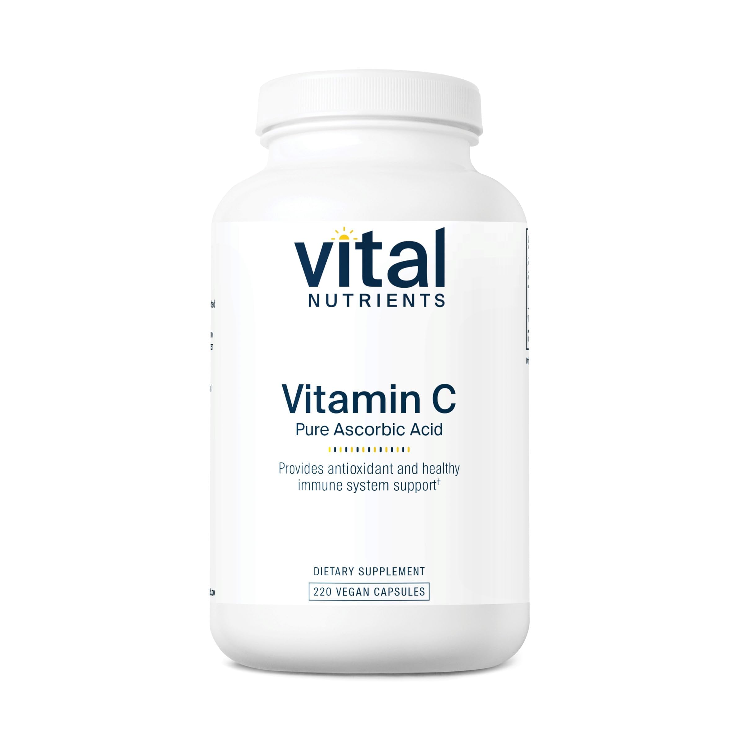Vital Nutrients Vitamin C 1000mg (100% Pure Ascorbic Acid) | Vegan Antioxidant Supplement for Immune Support and Iron Absorption* | Gluten, Dairy and Soy Free | Non-GMO | 220 Capsules