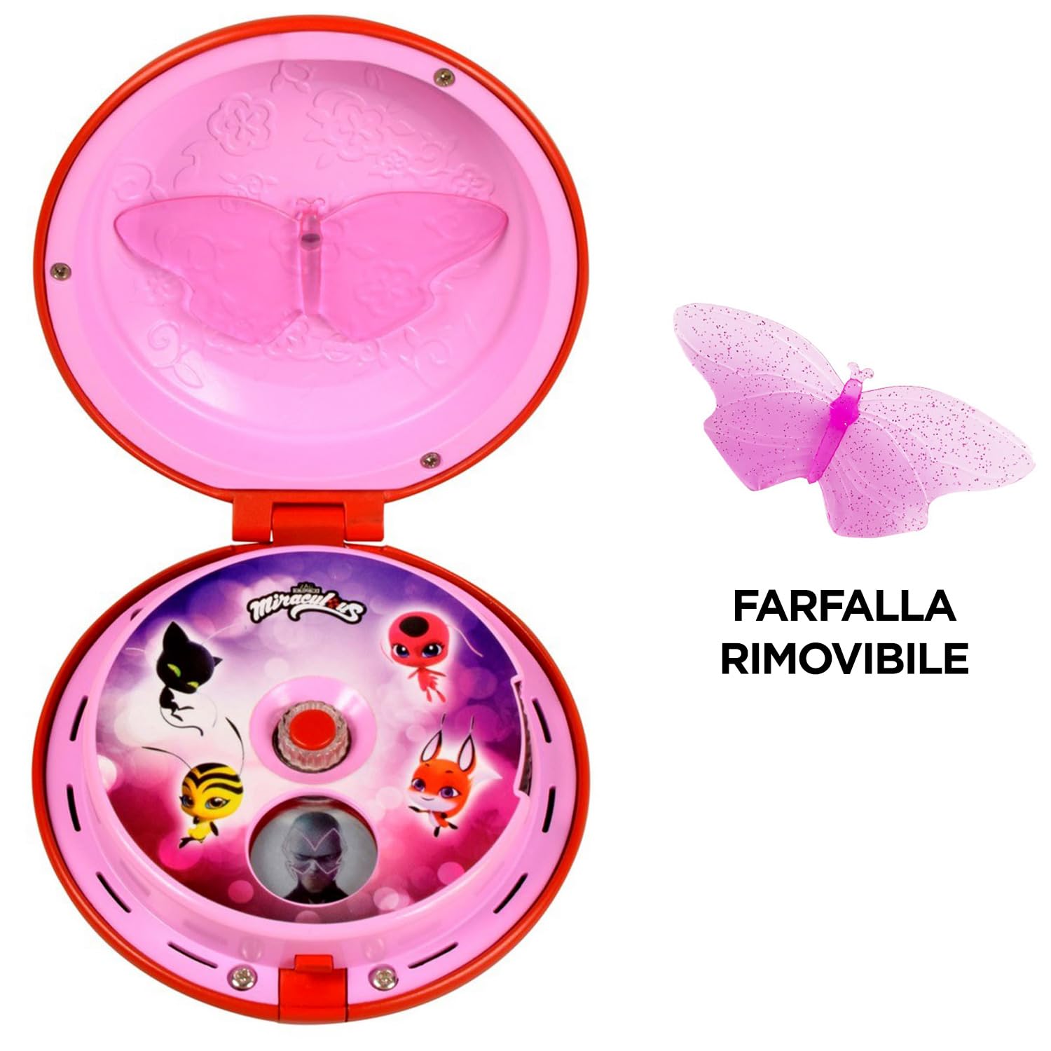 Bandai - Miraculous - Telefono magico di Ladybug - Accessorio di role play per travestirsi da Ladybug - Giocattolo sonoro e luminoso - Giocattolo per bambini 4 anni e +