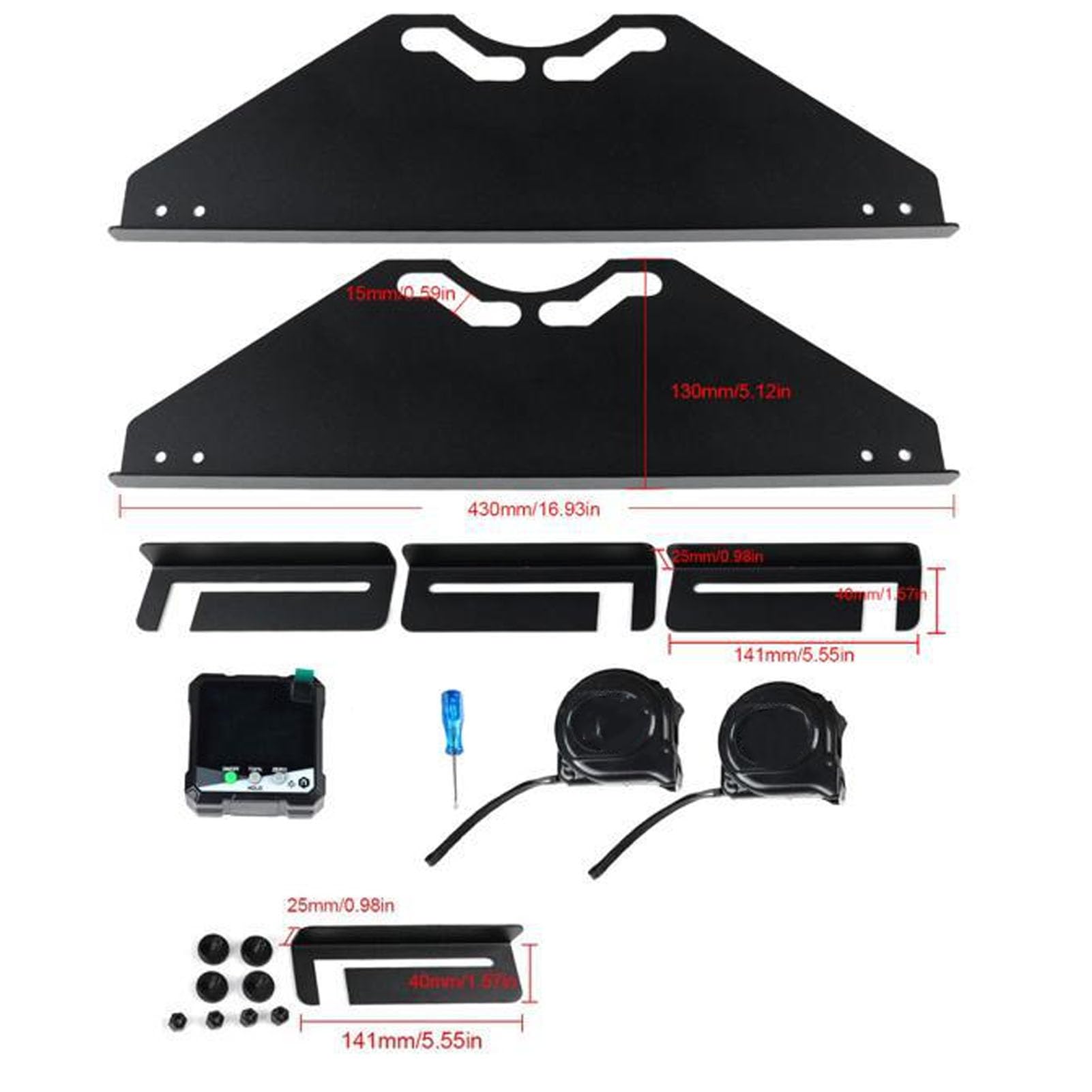 Placas de Herramienta de Alineación de Dedos Herramienta de Alineación de Ruedas de Medición Precisa con 2 Cintas Métricas 1 Buscador de ángulo Digital Automotriz ATV UTV
