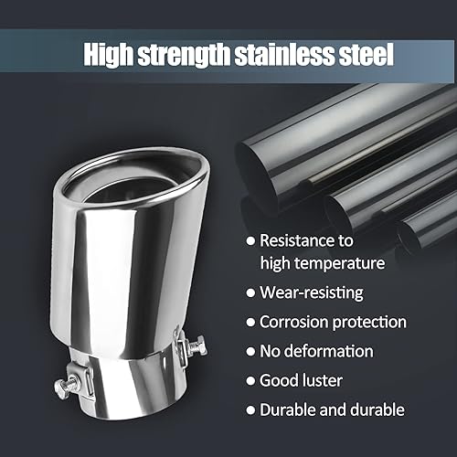 Miniatura 3 de jeseny Pack-1 Cola de escape de acero inoxidable pulido para automóvil, silenciador de tubo de escape modificado para tubo de escape de automóvil de