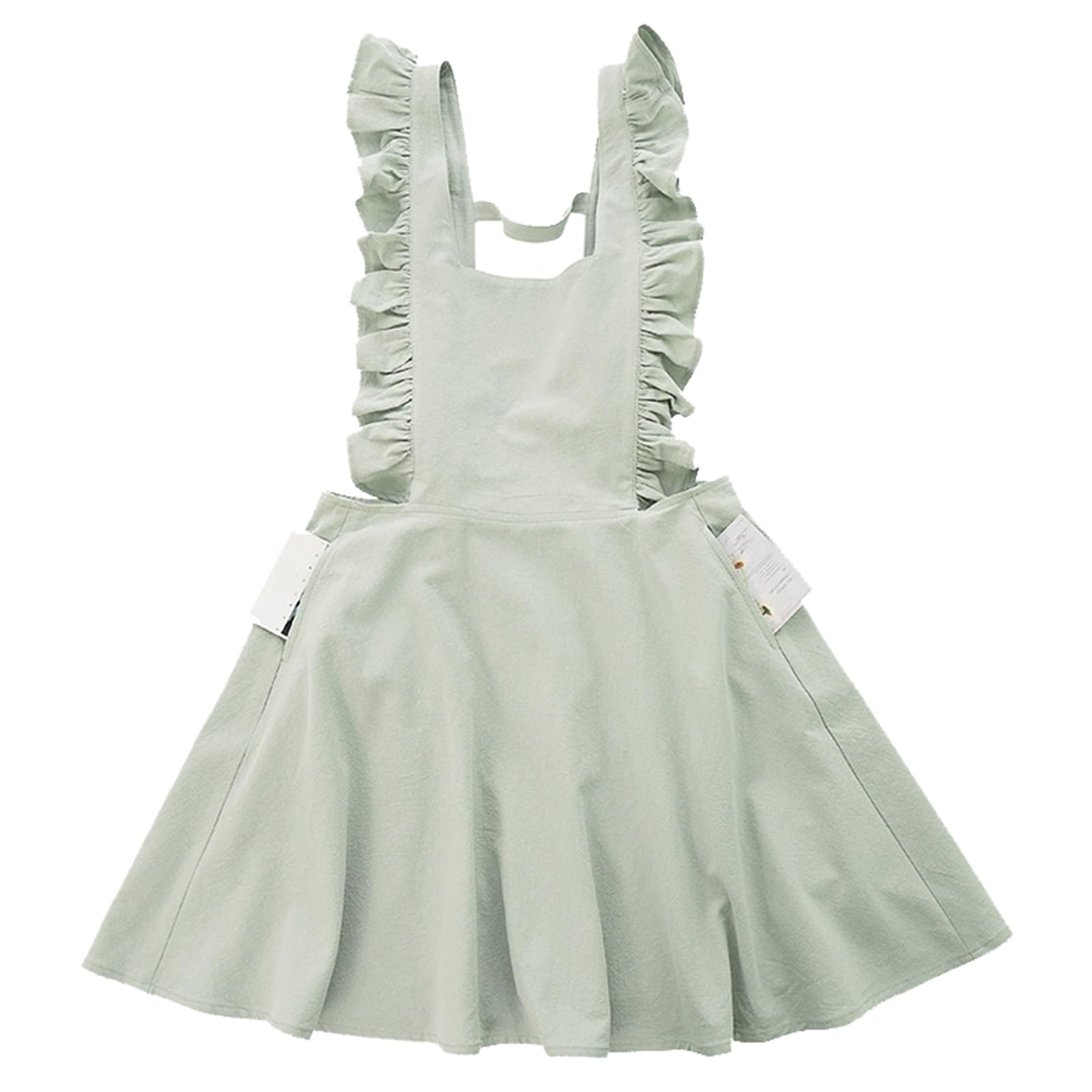 Grembiule Donna con 2 Tasche Grembiuli da Cucina Donna in Cotone per Cucinare, Pittura E GiardinaggioGreen,One Size