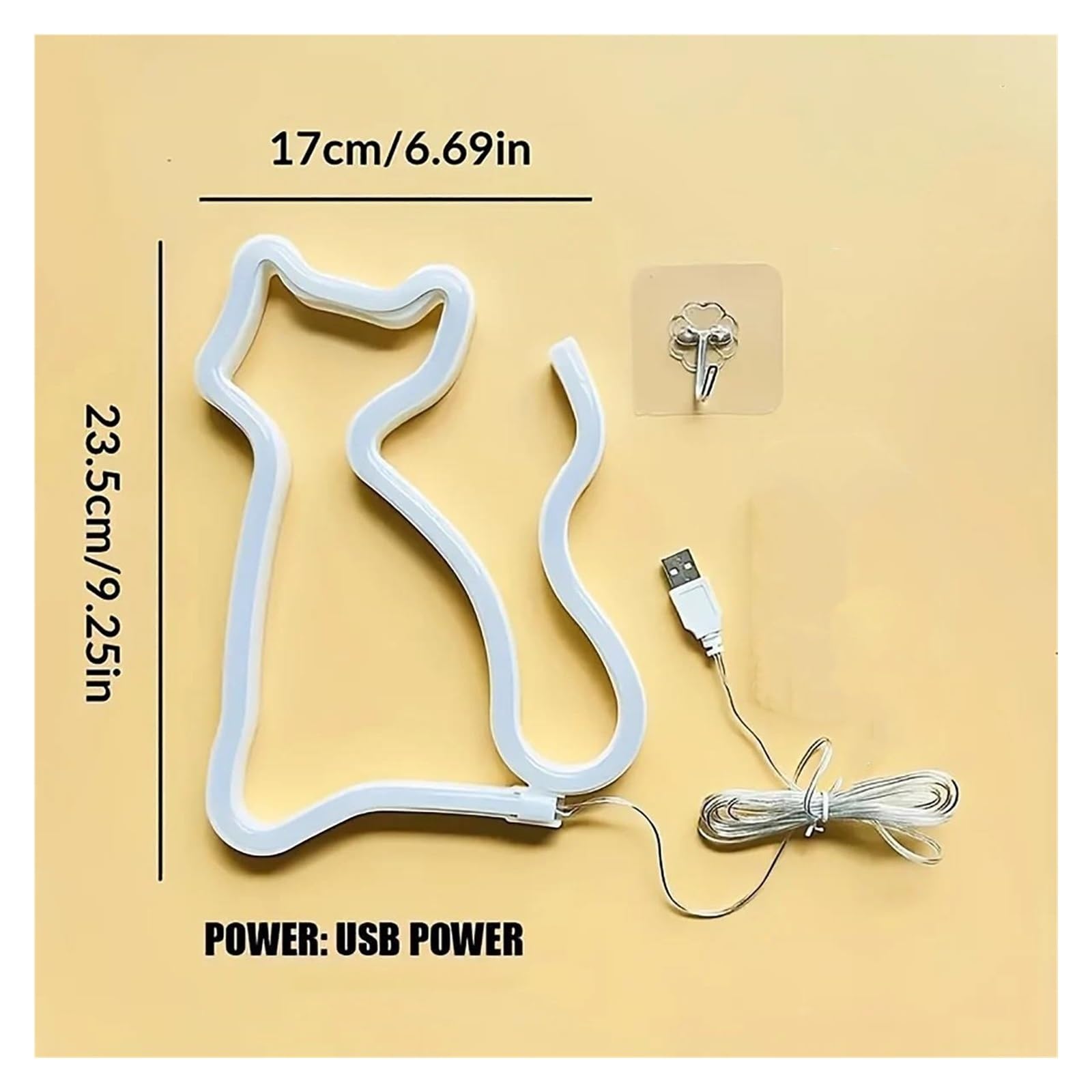 LED néon signe Enseigne Lumineuse En Forme De Chat Alimentée Par USB Pour Chambre À Coucher Salon Festival Fête Mariage Anniversaire Salle De Jeux Décoration 17cmx23.5cm(B)