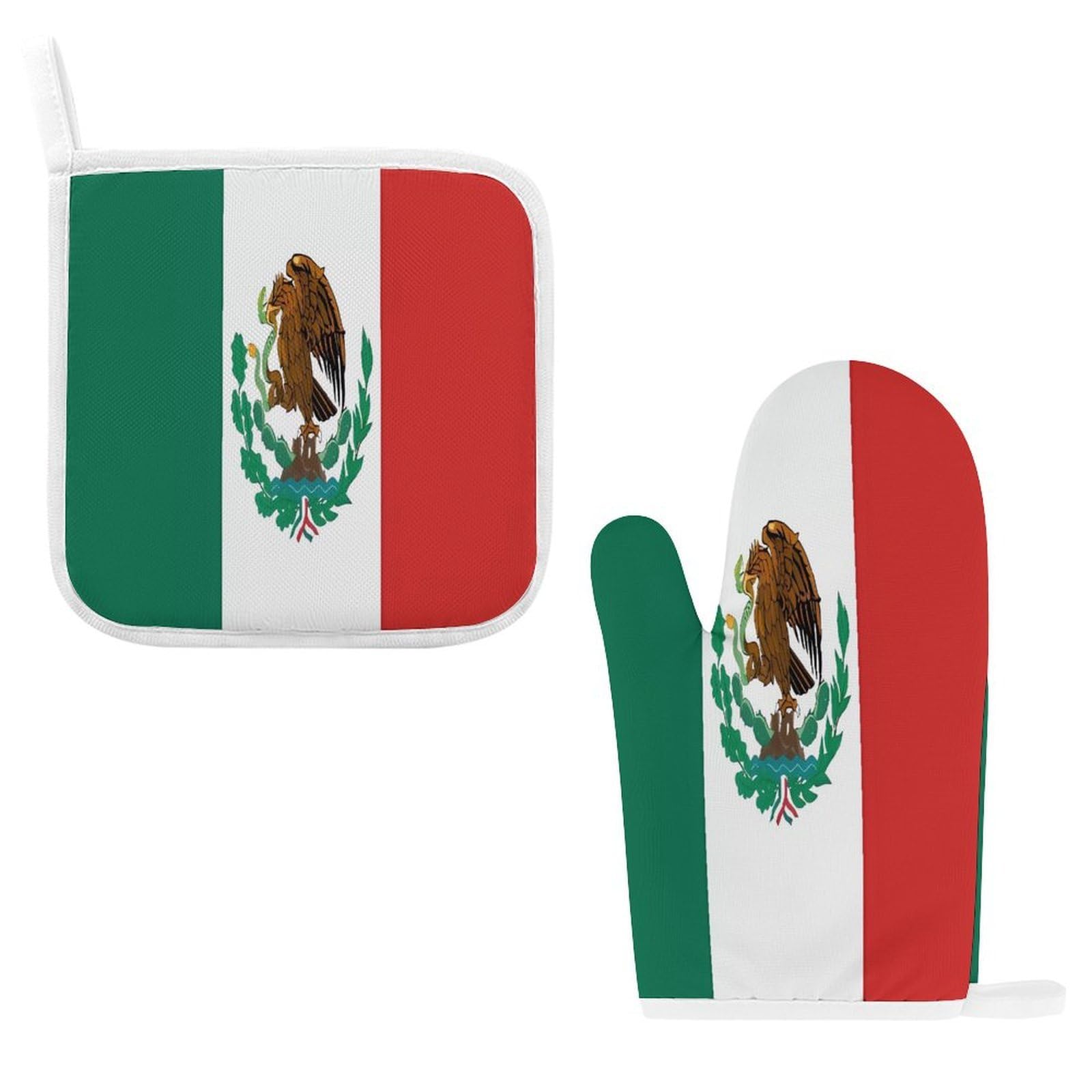 Fodpand Style Flag Of Mexico Oven Mitts And Pot Holders Sets