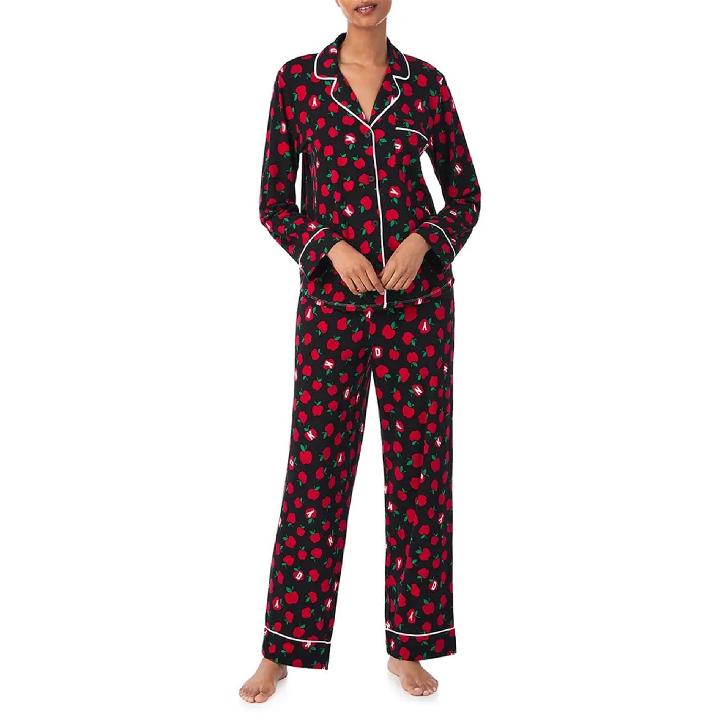 Dkny Women's Long-Sleeve Pyjama Sets - Blk/ Mult - 10 (S)